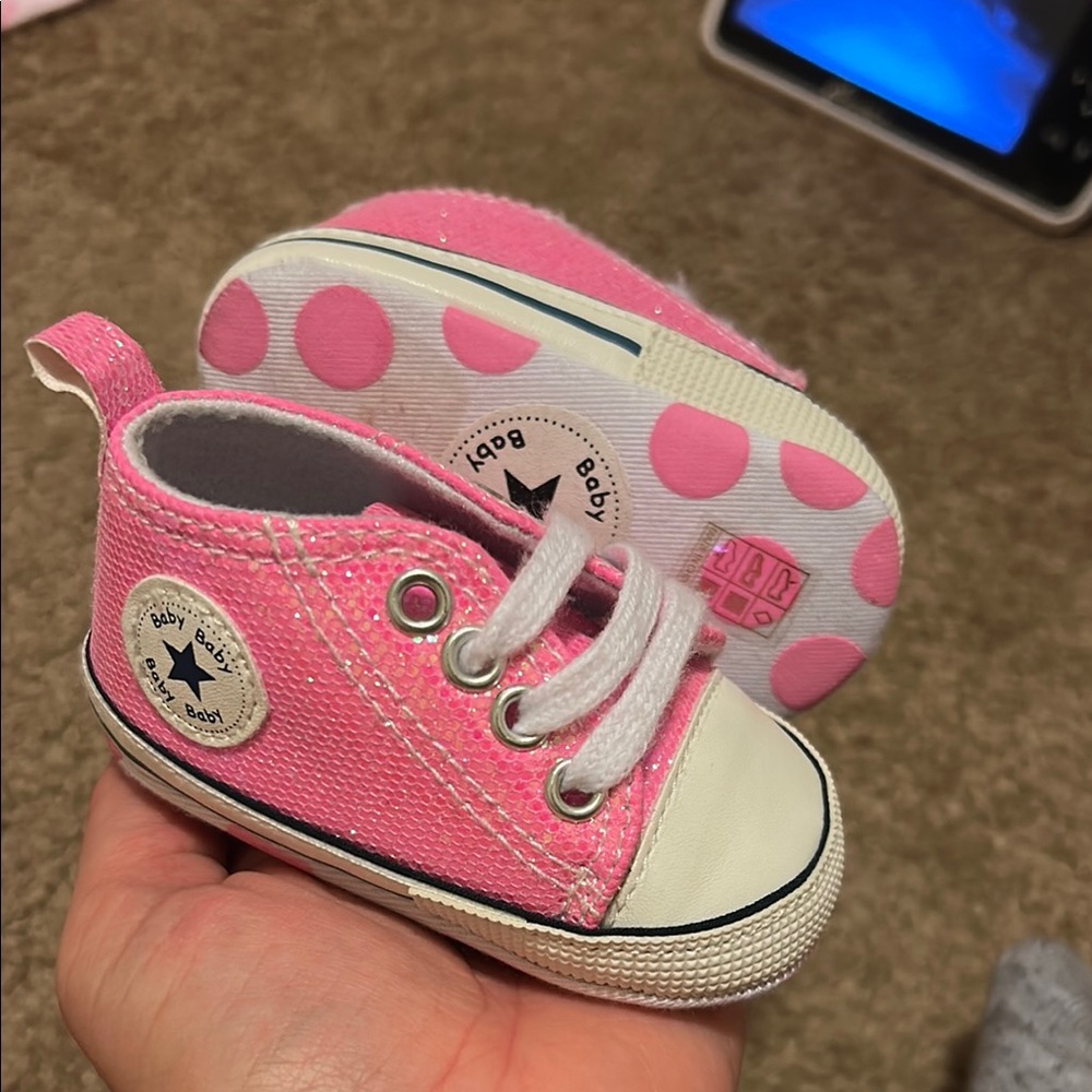 Converse Pink and White Baby High-Top Sneakers